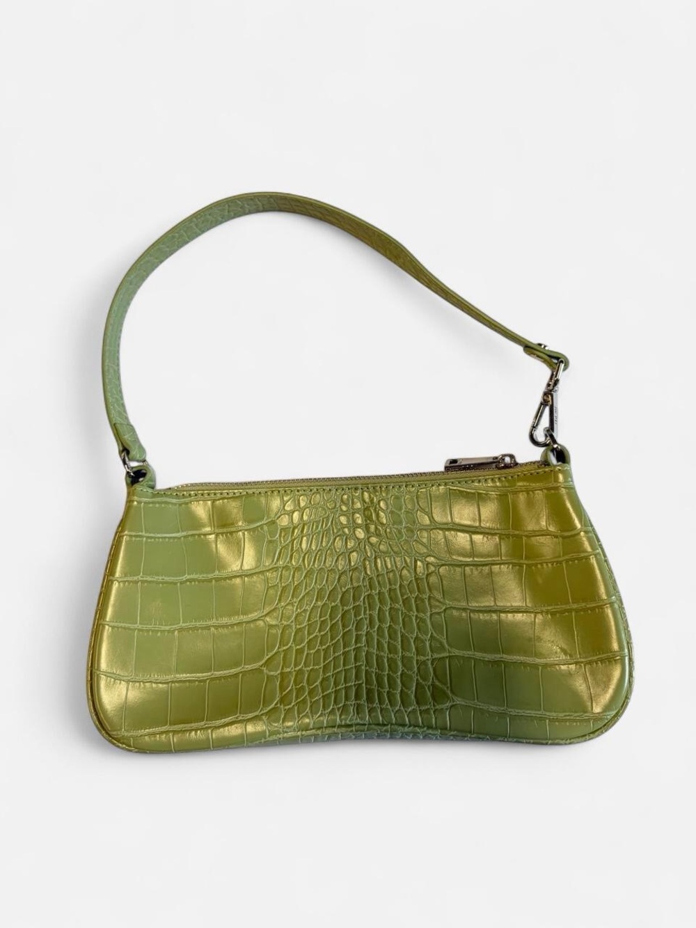 JW PEI Green Croc Embossed Baguette Shoulder Bag Y2K Vegan Leather Purse